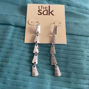 The sak silver tone dangle‎ hook earrings NEW
